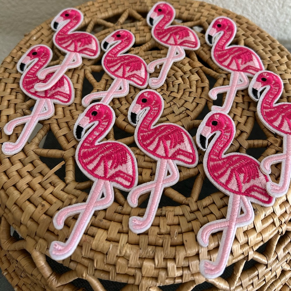 Pink Flamingo iron on Patches